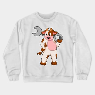 Cow as Mechanic with Wrench Crewneck Sweatshirt